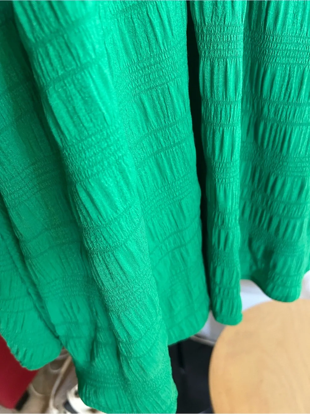 SHEIN Bright Green Puff-Sleeve V-Neck Mini Dress